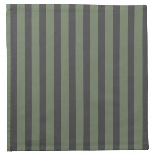 Olive Green Tick Striped Modern Cloth Napkin