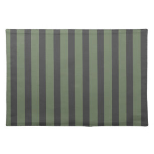 Olive Green Tick Striped Modern Cloth Placemat