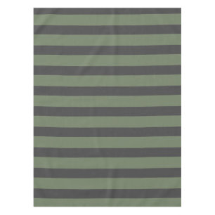 Olive Green Tick Striped Modern Tablecloth