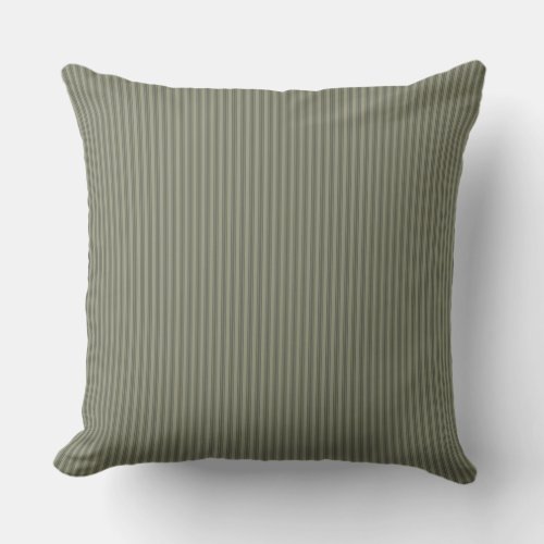 Olive Green Ticking Stripe Throw Pillow