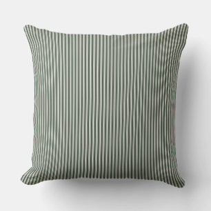 Olive Green Ticking Stripe Throw Pillow