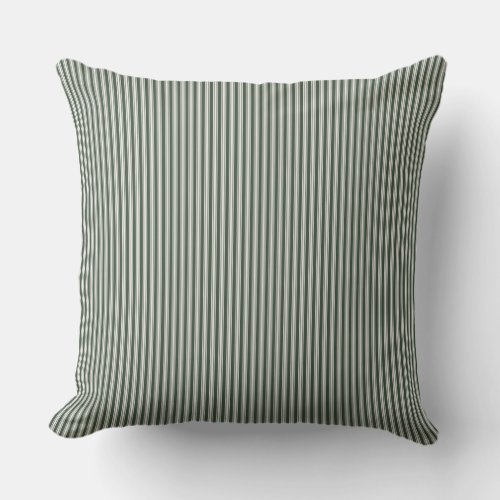 Olive Green Ticking Stripe Throw Pillow