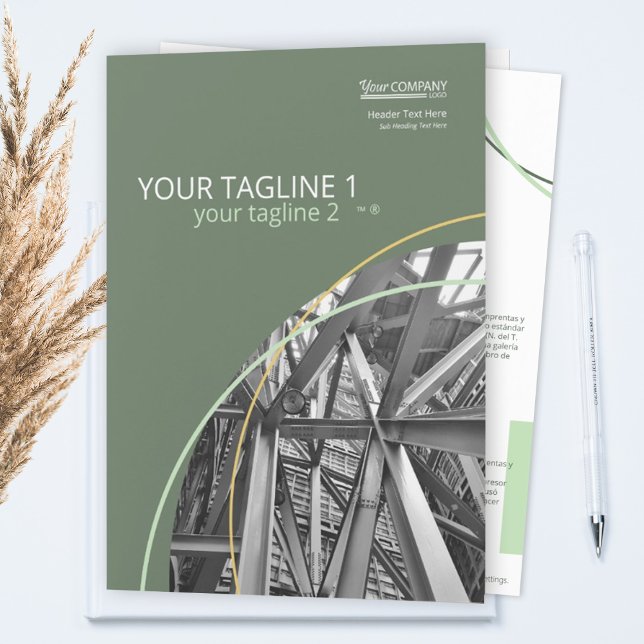 Olive Green, Tiled Photos Sales Packet Pocket Folder (green sales packet folder, proposal cover design, folder for sales materials, green logo branding)