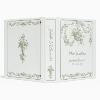 Olive Green Toile de Jouy Wedding Binder 