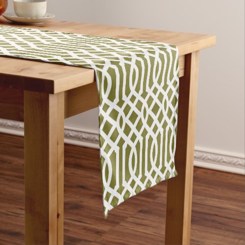 Olive Green Trellis Short Table Runner