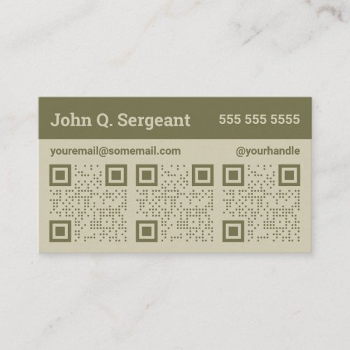 Olive Green Triple QR Code Business Card