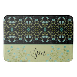 Olive Green Turquoise And Black Bath Mat