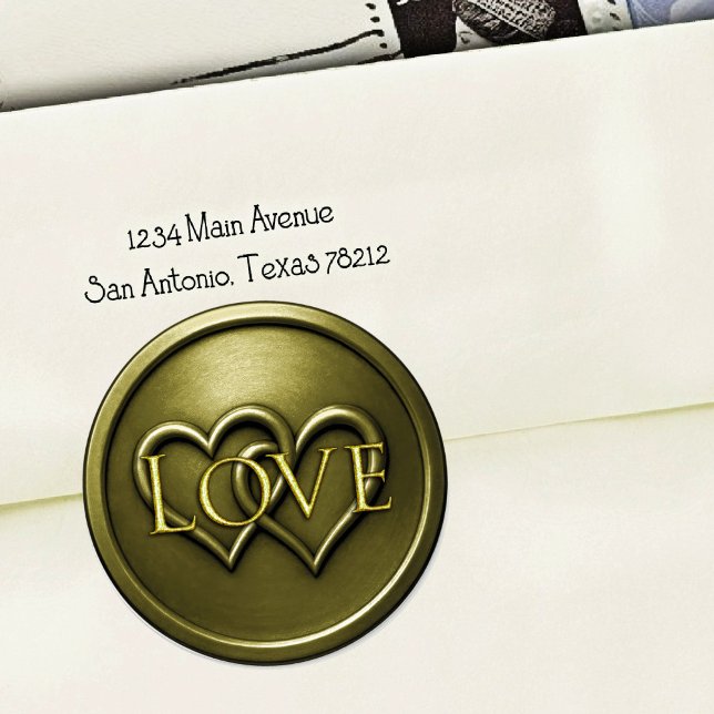 Olive Green Two Hearts Intertwined Wedding Classic Round Sticker (Creator Uploaded)