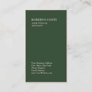Olive Green Unique Plain Minimalist Modern Business Card