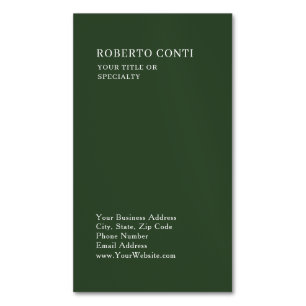 Olive Green Unique Plain Minimalist Modern Business Card Magnet