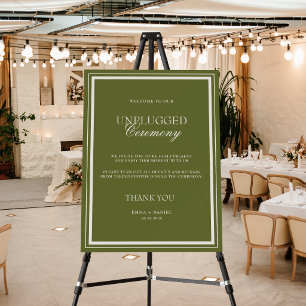 Olive Green Unplugged Ceremony Wedding Sign