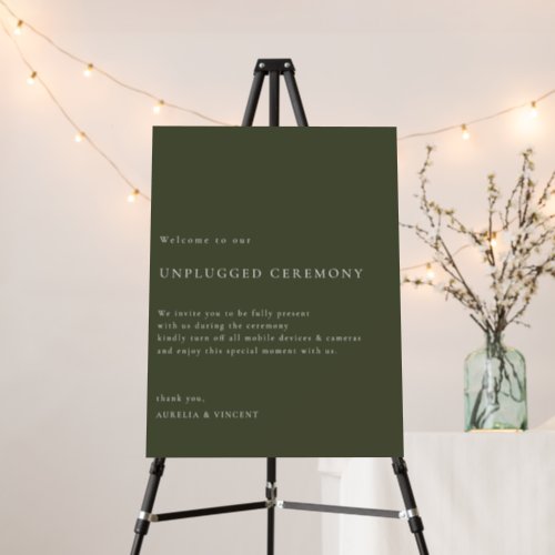Olive Green Unplugged Ceremony Wedding Sign