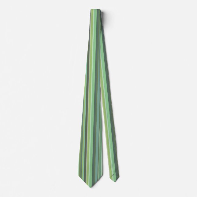Olive green vertical stripes neck tie (Front)