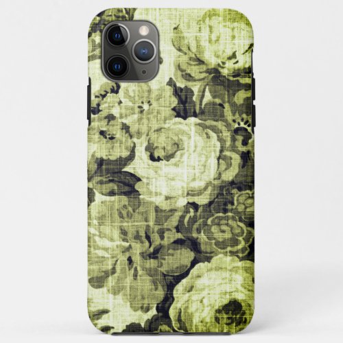 Olive Green Vintage Floral Toile iPhone 11 Pro Max Case