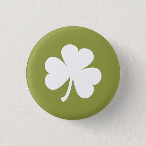 Olive Green w Irish Shamrock Pinback Button