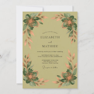 Olive Green Warm Autumnal Wedding Invitation
