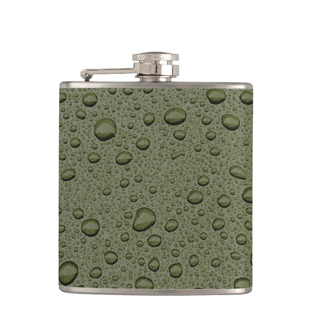Olive green water droplets flask (Front)