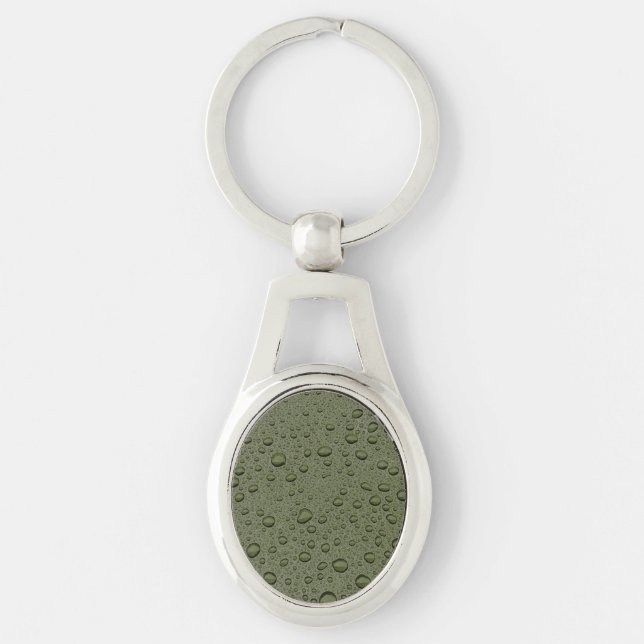 Olive green water droplets keychain (Front)