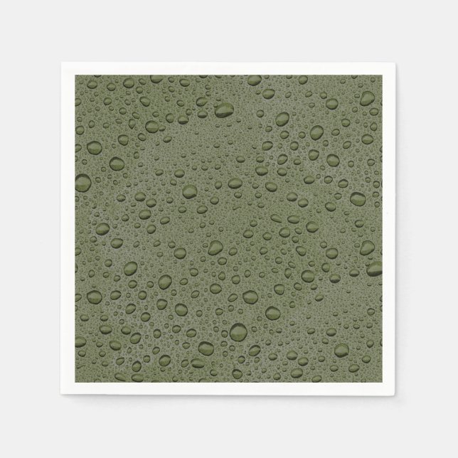 Olive green water droplets napkins (Front)