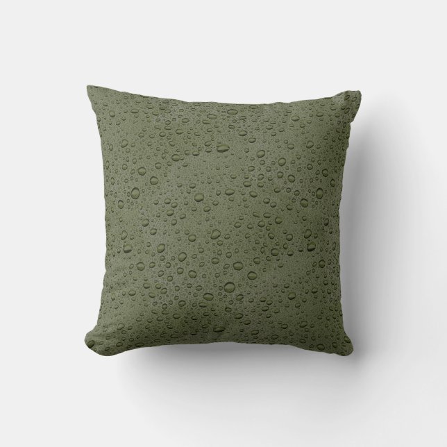 Olive green water droplets throw pillow (Front)