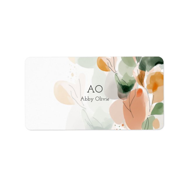 Olive green watercolor pastel label (Front)