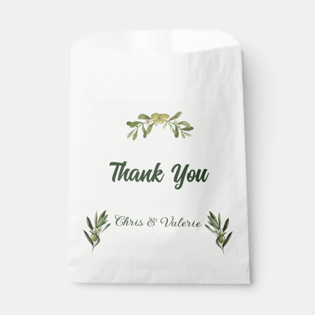 Olive Green Wedding  Favor Bag (Front)