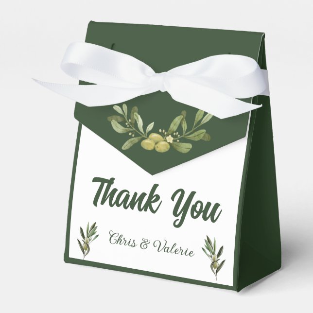 Olive Green Wedding Favor Box (Front Side)