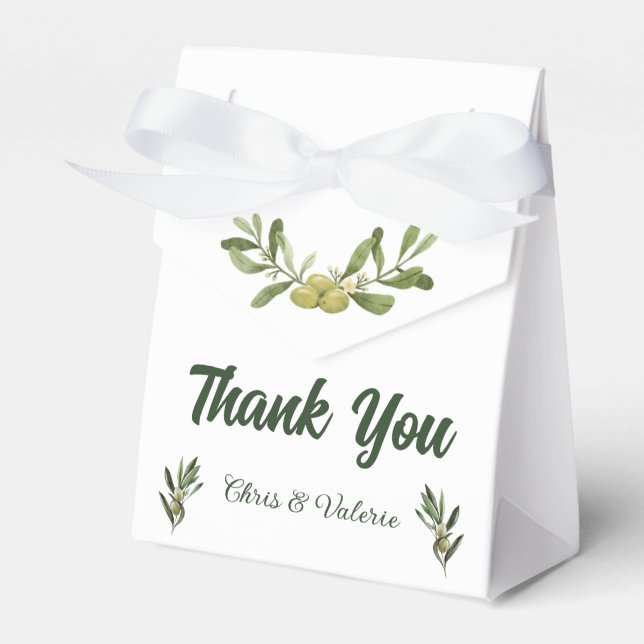 Olive Green Wedding Favor Box (Front Side)