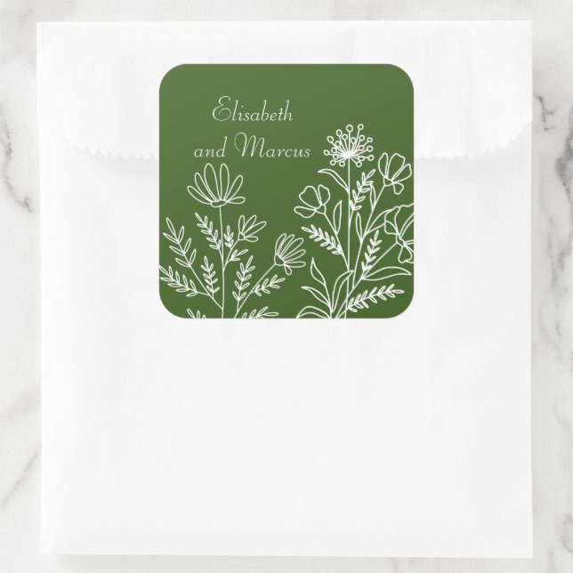 Olive green wedding floral stickers  (Bag)