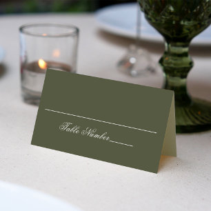 Olive Green Wedding Guest Table Number  Place Card