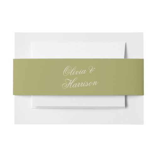 Olive Green Wedding Invitation Belly Band