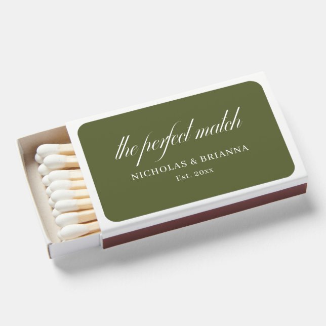 Olive Green Wedding  Matchboxes (Front Open)