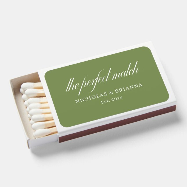 Olive Green Wedding  Matchboxes (Front Open)