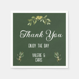 Olive Green Wedding Paper Napkin