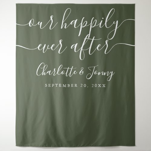 Olive Green Wedding Photo Booth Backdrop