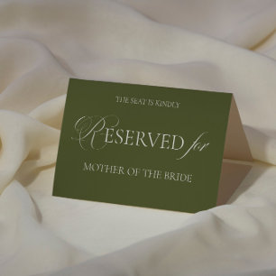 Olive Green Wedding Reserved Place Card