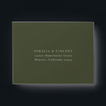 Olive Green Wedding RSVP Envelope<br><div class="desc">Chic Olive Green Minimalist envelope with your return address for Wedding RSVP cards. Features,  solid olive green color with white typography.</div>