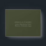 Olive Green Wedding RSVP Envelope<br><div class="desc">Chic Olive Green Minimalist envelope with your return address for Wedding RSVP cards. Features,  solid olive green color with white typography.</div>