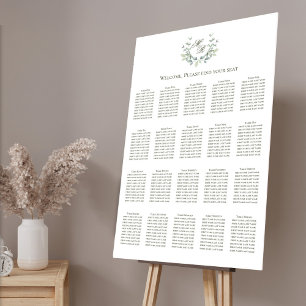 Olive Green Wedding Seating Chart Calligraphy Foam Board