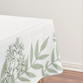 Olive Green Wedding Vintage Botanical Tablecloth