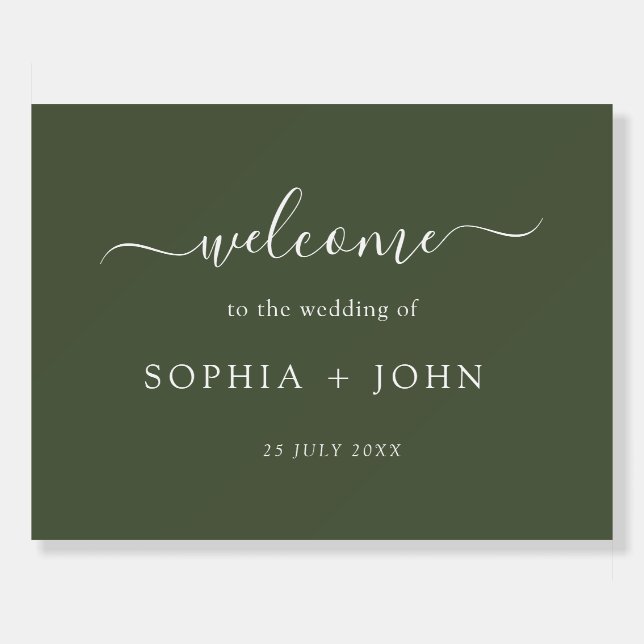 Olive Green Wedding Welcome Foam Boards (Front)