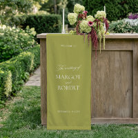 Olive Green Wedding Welcome Sign Banner