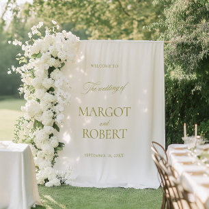 Olive Green Wedding Welcome Sign Banner Tapestry