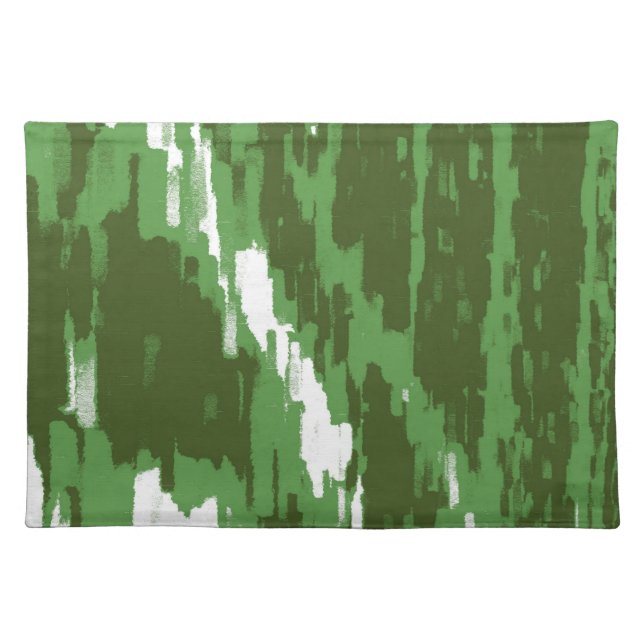 Olive, Green, White Abstract Art Retro Placemats (Front)
