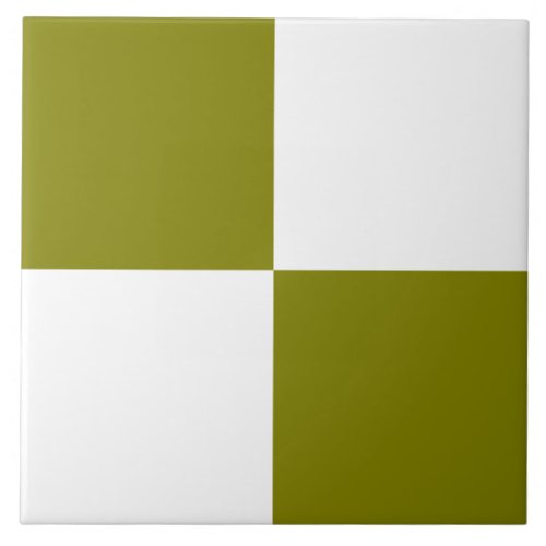 Olive Green White Checkered Ceramic Tile