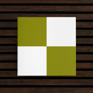 Olive Green White Checkered Ceramic Tile