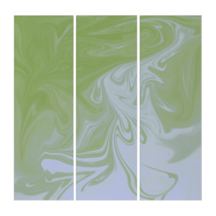 Olive Green, White Liquid Art Triptych