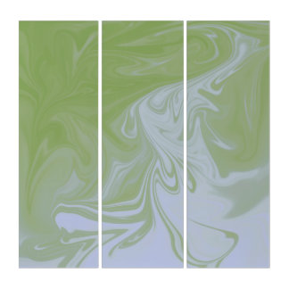 Olive Green, White Liquid Art Triptych