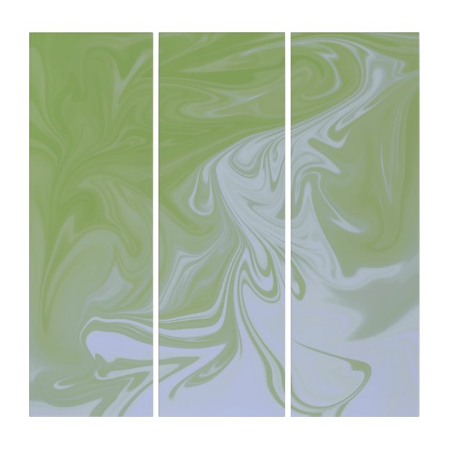 Olive Green, White Liquid Art Triptych (Front)