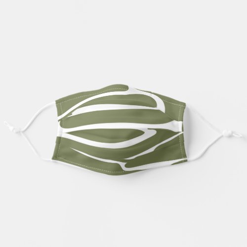 Olive Green White Modern Abstract Design Covid 19 Adult Cloth Face Mask